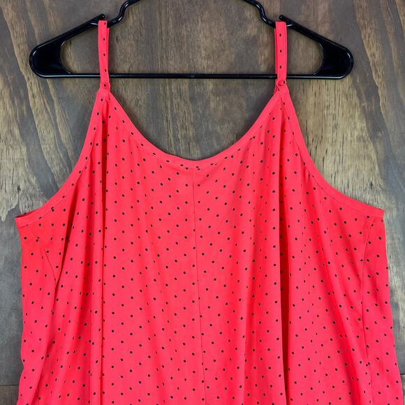 Torrid Womens Shirt Blush Red Blouse Polka Dot Tank Pleated Front Stretch 3 - Picture 8 of 9